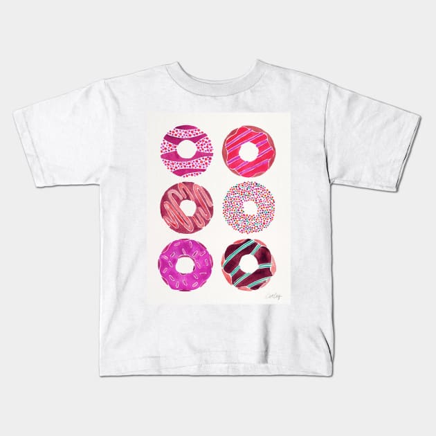 Donuts Magenta Kids T-Shirt by CatCoq